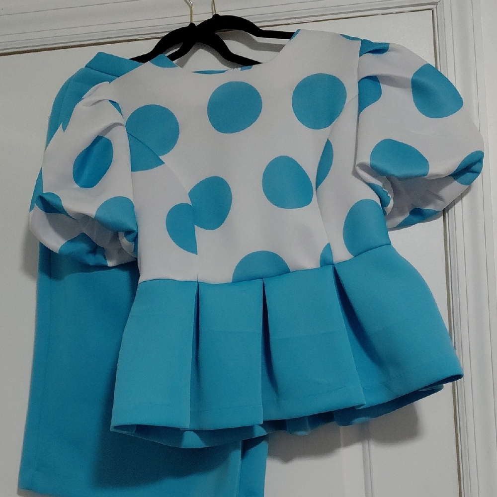 Blue Polka Dot Women's Top